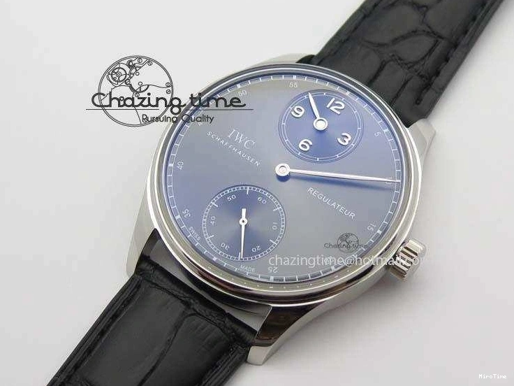 MIROTIME 0407 Portuguese IW544404 SS Gray Dial On Black Leather Strap A Practical 7259